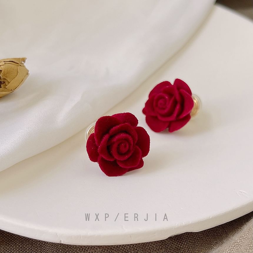 Rose Flocking Alloy Ear Cuff