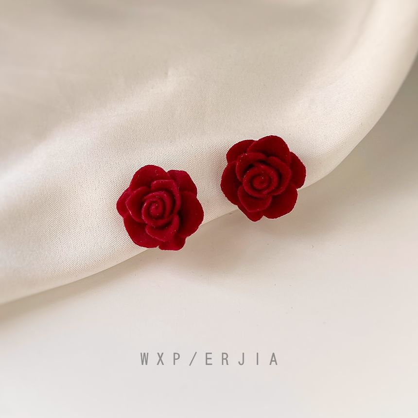 Rose Flocking Alloy Ear Cuff