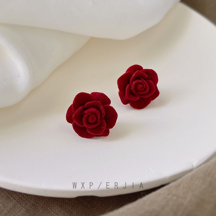 Rose Flocking Alloy Ear Cuff