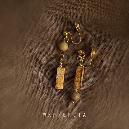 Faux Alloy Asymmetrical Gemstone Cuff Ear Dangle