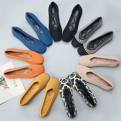 Woven Toe Flats Square