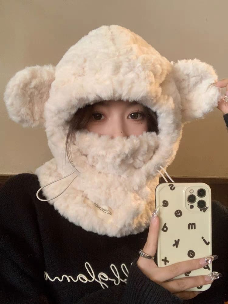 Fleece Bear Hat Trapper Ear