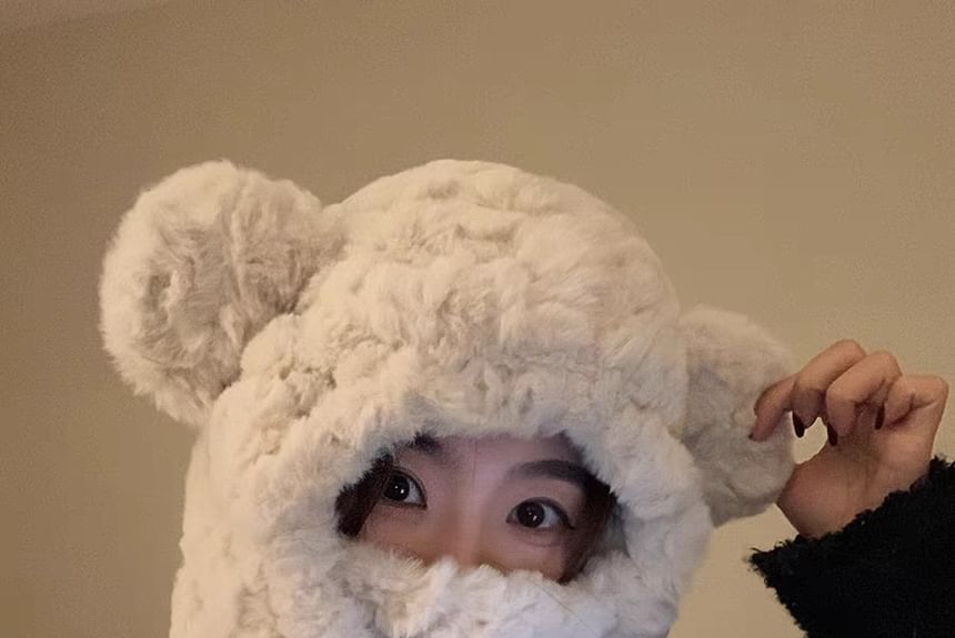 Fleece Bear Hat Trapper Ear