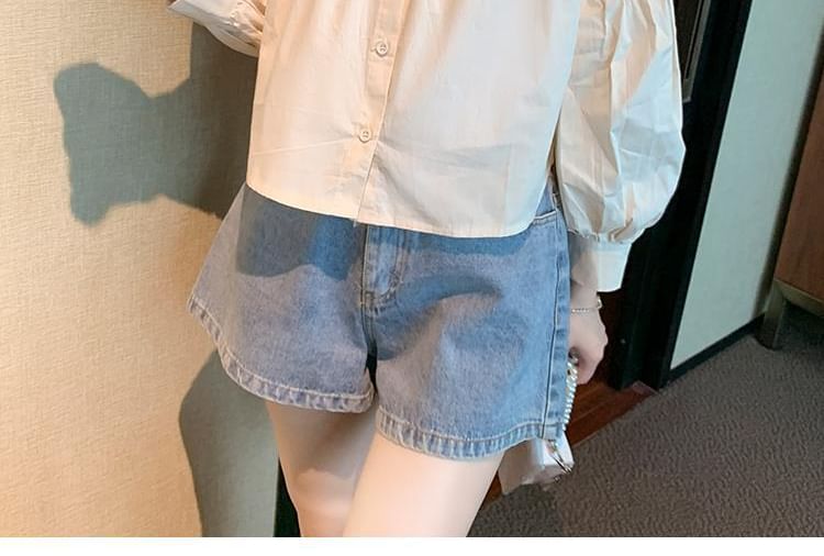 Plain Long-Sleeve Blouse