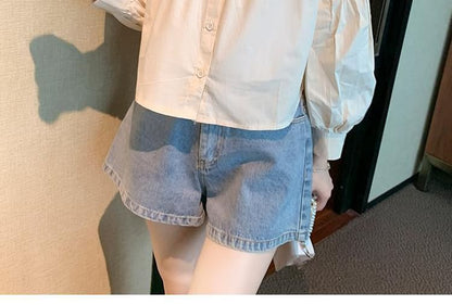 Plain Long-Sleeve Blouse