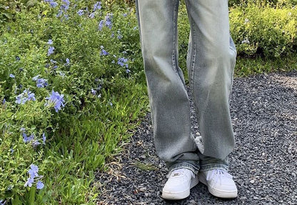 Mid Fit Jeans Washed Rise Loose