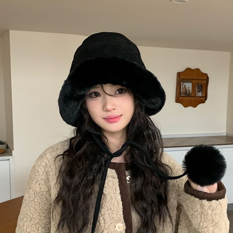 Bucket Fluffy Trim Hat