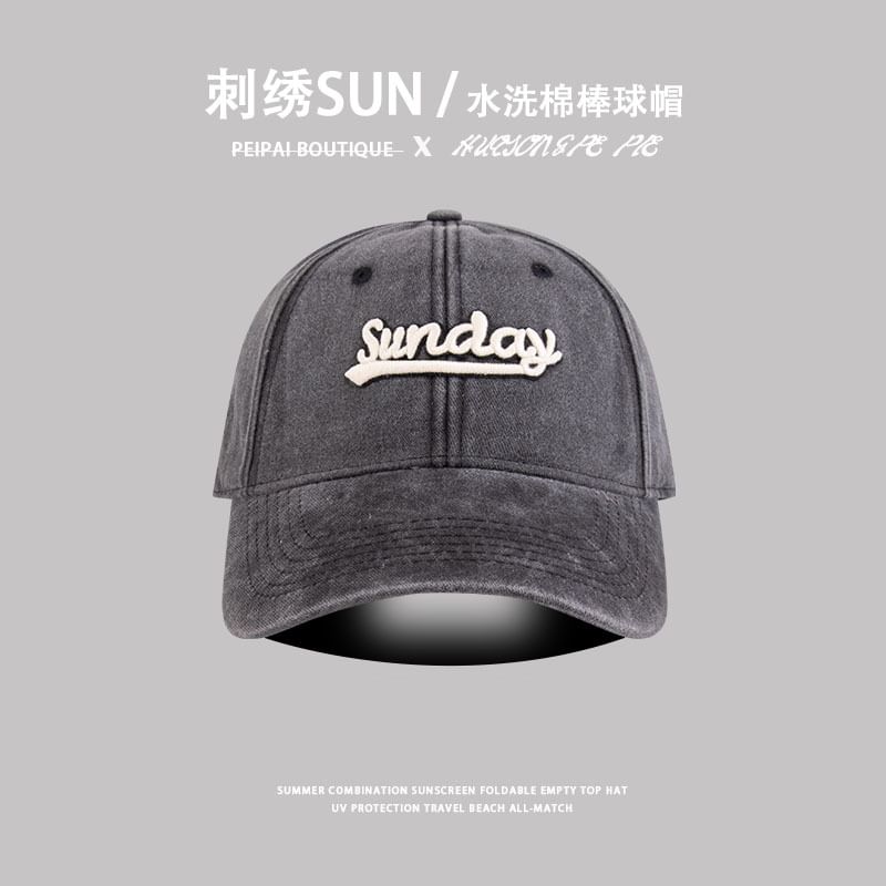 Embroidered Washed Letter Cap