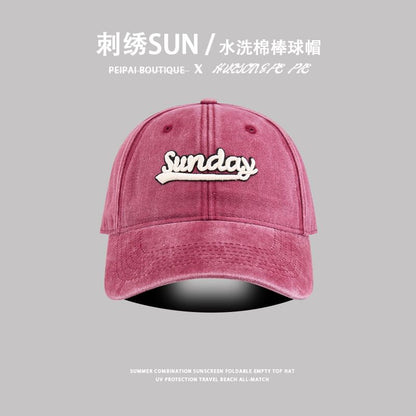 Embroidered Washed Letter Cap