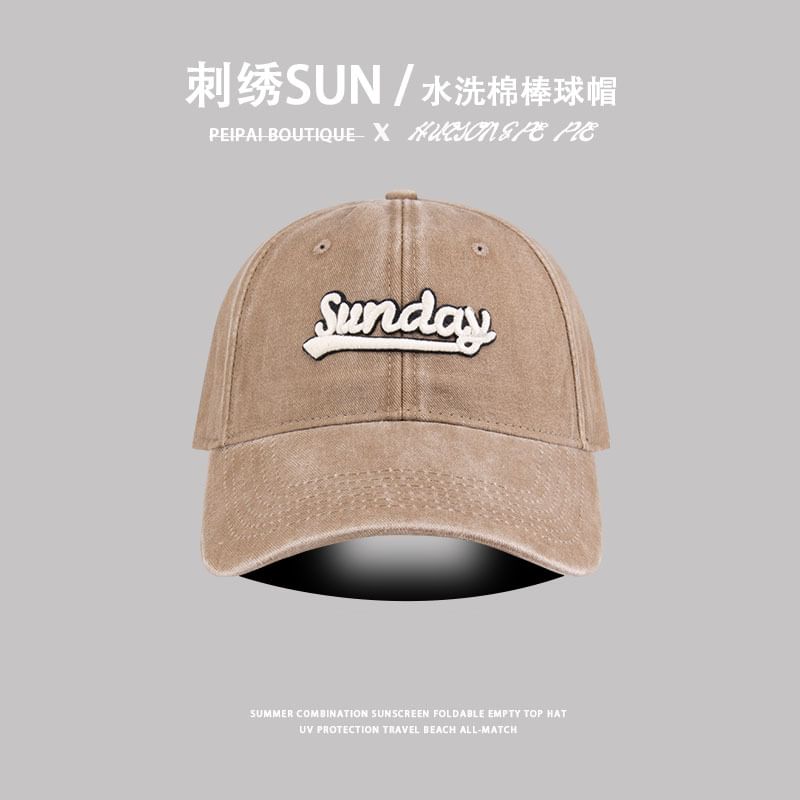 Embroidered Washed Letter Cap