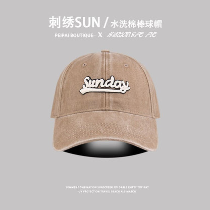 Embroidered Washed Letter Cap