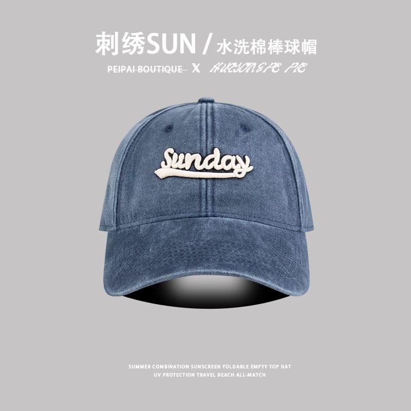Embroidered Washed Letter Cap