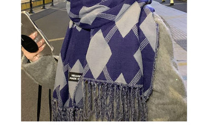 Scarf Print Tasseled Argyle