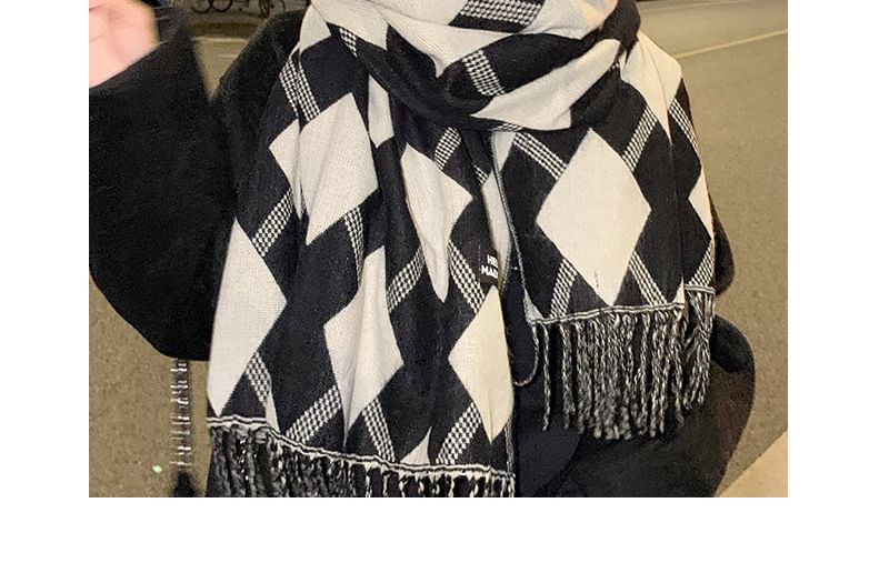 Scarf Print Tasseled Argyle