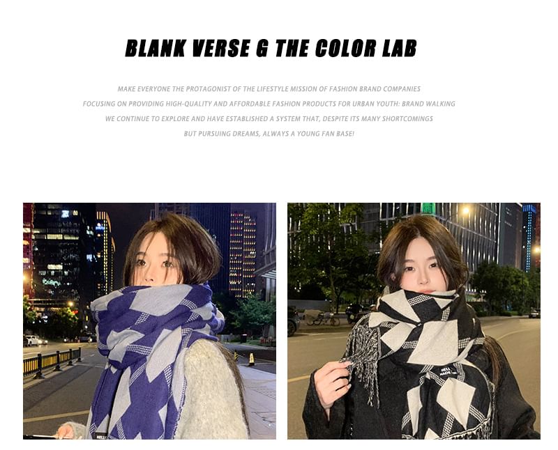 Scarf Print Tasseled Argyle