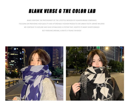 Scarf Print Tasseled Argyle