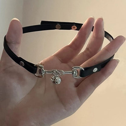 Leather Faux Choker Bell