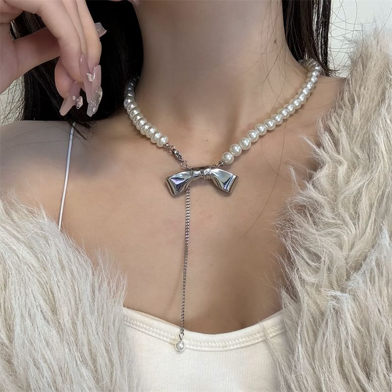 Necklace Pearl Beaded Faux