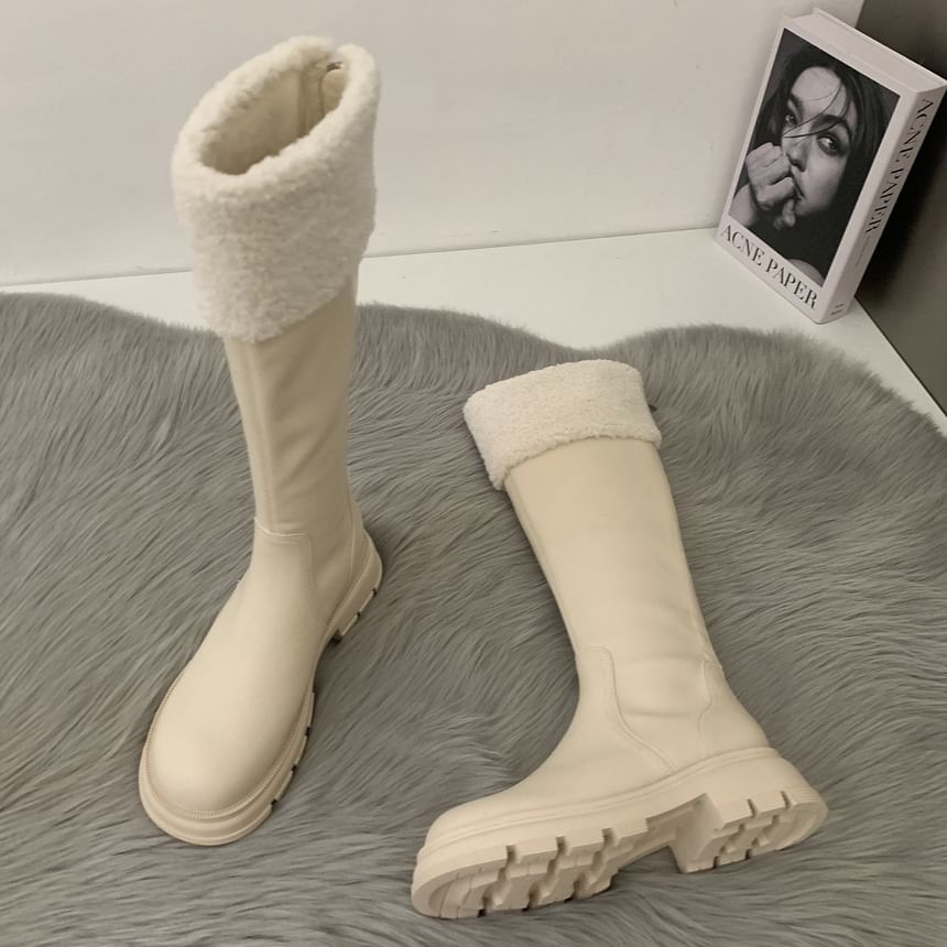 High Platform Boots Fleece Knee Panel