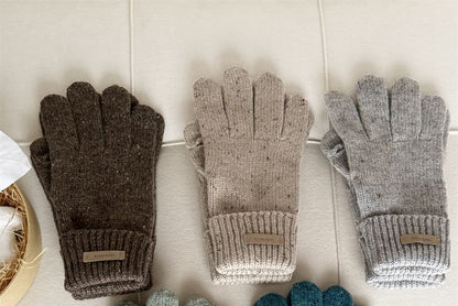 Gloves Applique Knit Lettering Wool Touchscreen