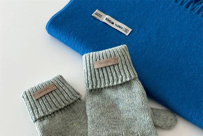 Gloves Applique Knit Lettering Wool Touchscreen