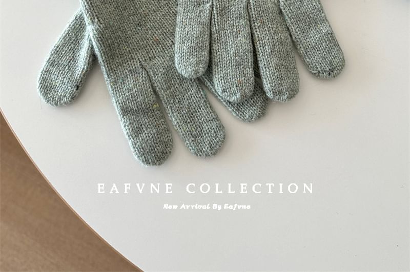 Gloves Applique Knit Lettering Wool Touchscreen