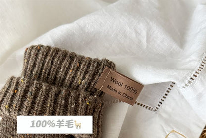 Gloves Applique Knit Lettering Wool Touchscreen