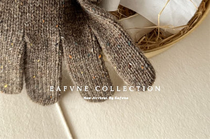 Gloves Applique Knit Lettering Wool Touchscreen