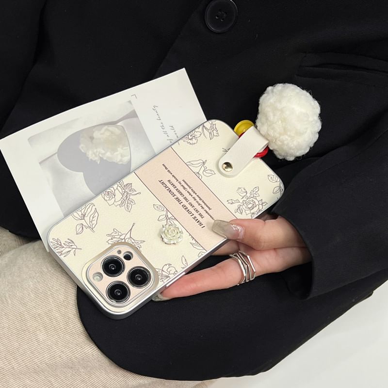 Bell Pom Phone Case Rose