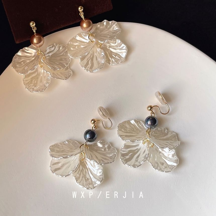 Earring Floral Clip-On Drop