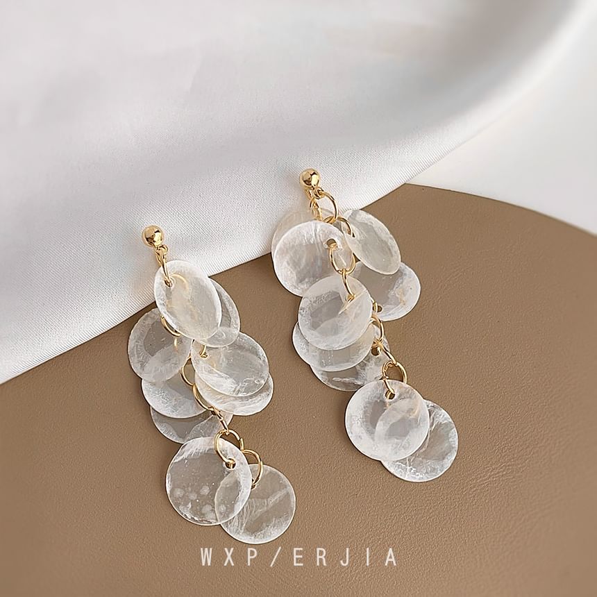 Earring Fringed Shell Clip-On Drop