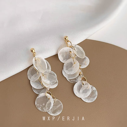 Earring Fringed Shell Clip-On Drop