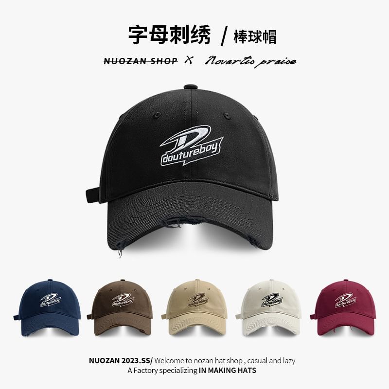 Lettering Cap Embroidered Baseball Distressed