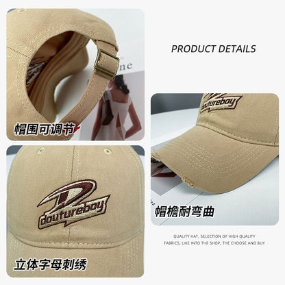 Lettering Cap Embroidered Baseball Distressed