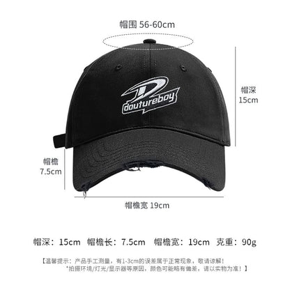 Lettering Cap Embroidered Baseball Distressed