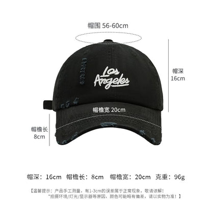 Lettering Baseball Cap Distressed Embroidered