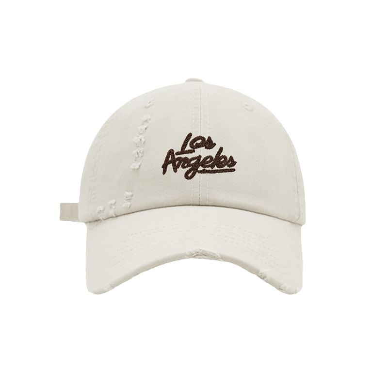 Lettering Baseball Cap Distressed Embroidered