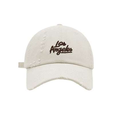 Lettering Baseball Cap Distressed Embroidered