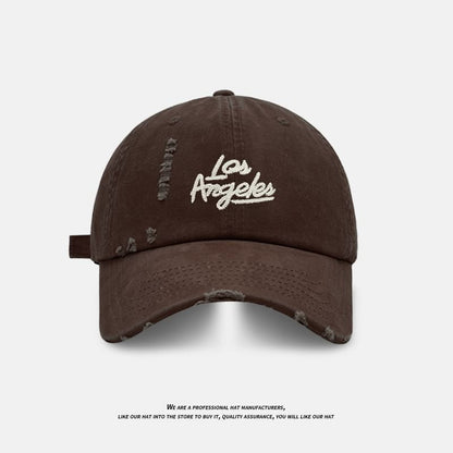 Lettering Baseball Cap Distressed Embroidered