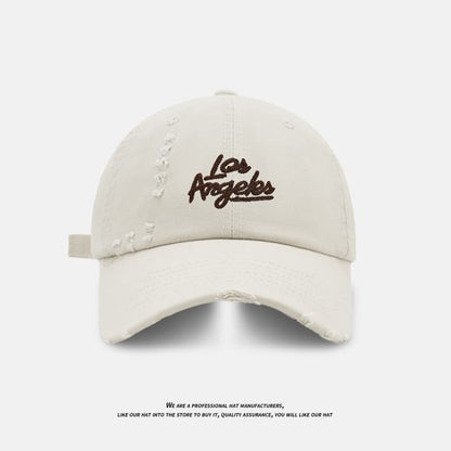 Lettering Baseball Cap Distressed Embroidered