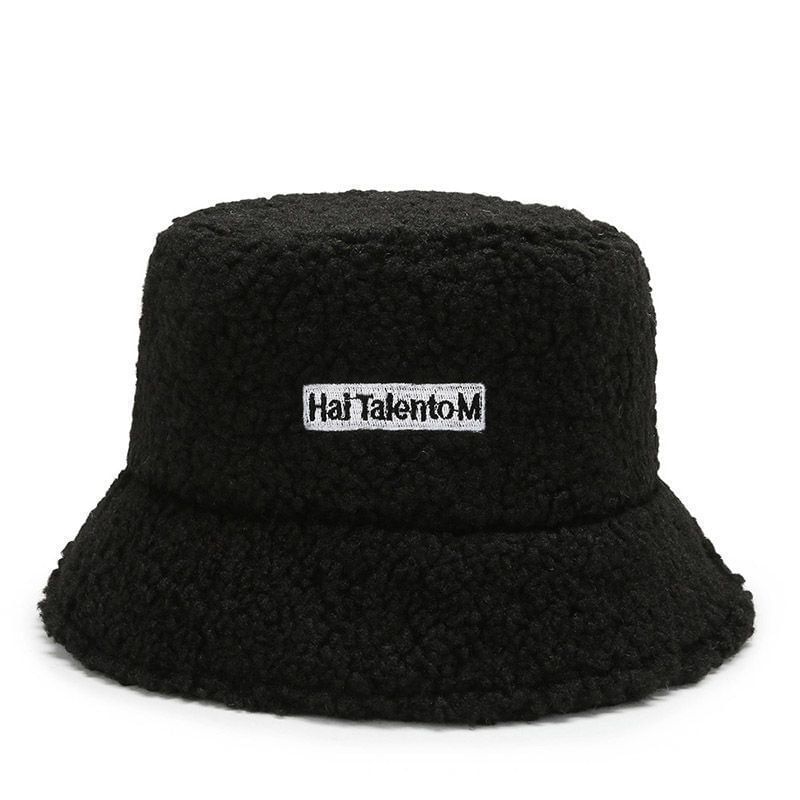 Lettering Bucket Fleece Hat