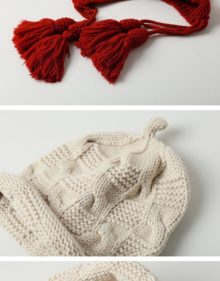 Tasseled Hat Bonnet Knit