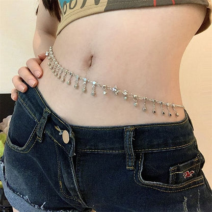 Alloy Chain Fringed Rhinestone Waist