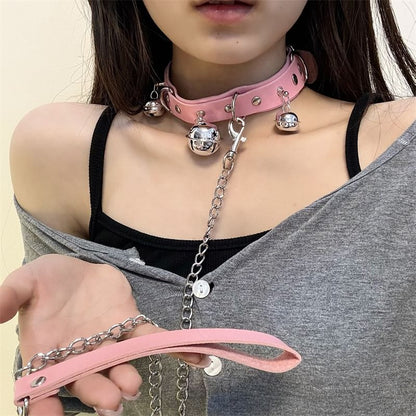 Wholesale Sample Bell Faux Leather Choker / Leash