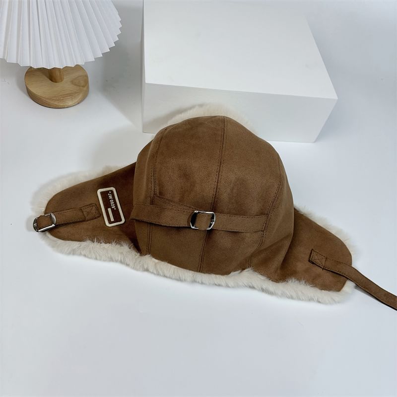 Hat Trapper Fleece-Lined Faux Suede
