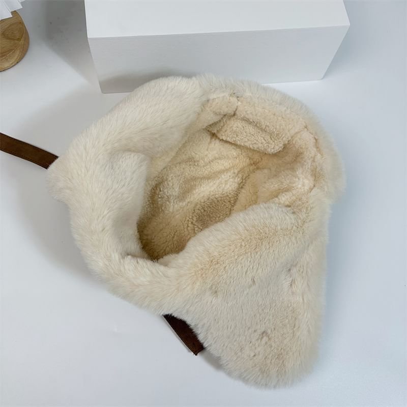 Hat Trapper Fleece-Lined Faux Suede