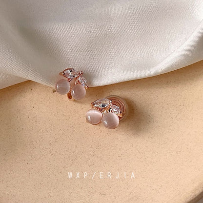 Cherry Alloy Ear Cuff Eye Faux Rhinestone Stone Cat