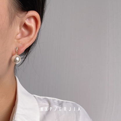 Pearl Earring Faux Rhinestone Alloy Drop