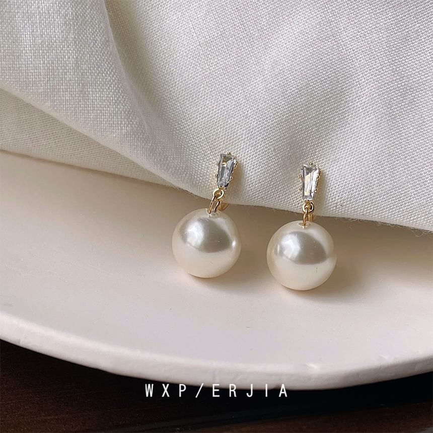 Pearl Earring Faux Rhinestone Alloy Drop