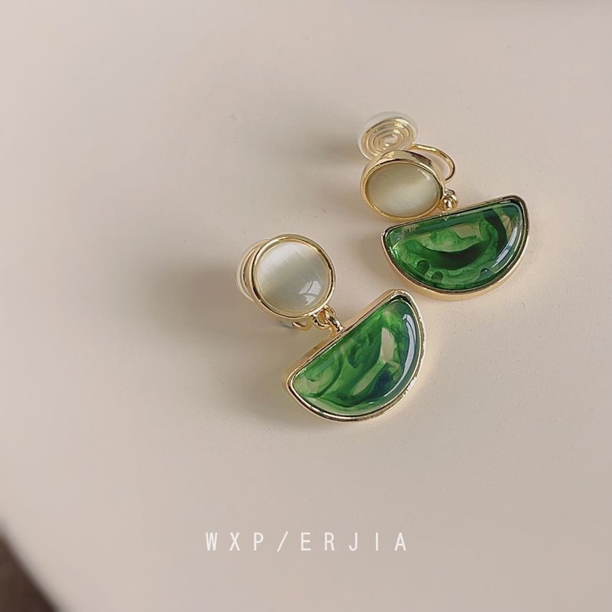 Faux Drop Gemstone Earring Geometric Alloy